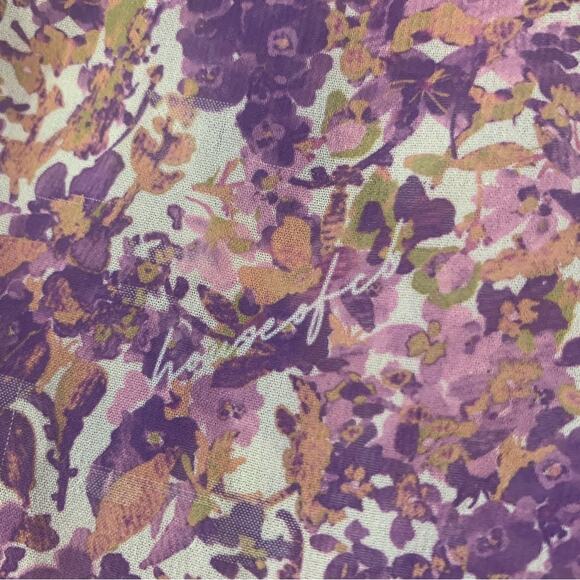 HOUSE OF CB Keala Purple Floral Sheer Side Peek-a-boo Cut Out Tie Cover Up Pants - Picture 4 of 14